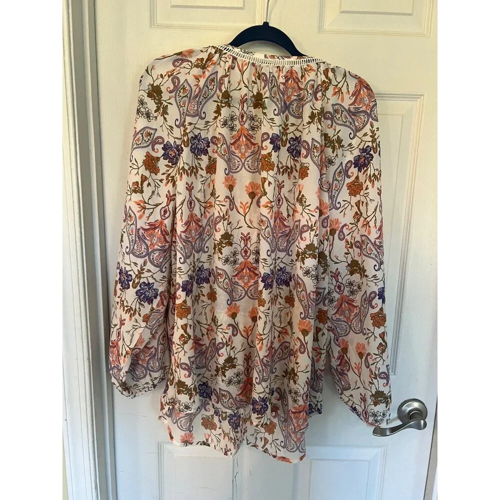 Preswick % Moore Floral Paisley Long Sleeve V-Neck Tunic Size 3X - Picture 5 of 8